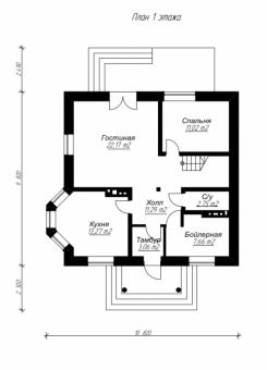 Проект дома с мансардой, 11х10 м